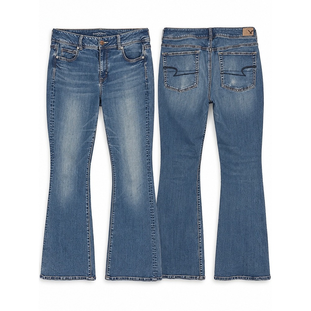 American Eagle Kick Boot Jeans 16L Y2K Bootcut Flare Super Stretch Denim 36x33